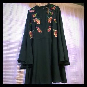 Asos Curve Embroidered Trumpet Sleeve Dress. NWT